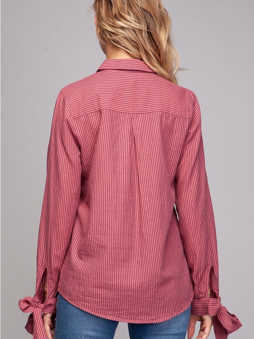 The Bow & Button Mauve Stripe Shirt - Picture 3 of 6